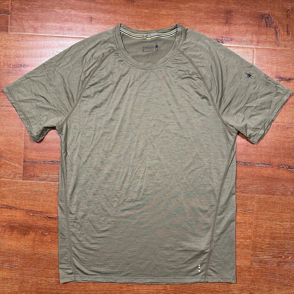 SmartWool T Shirt Men M Green Short Sleeve Merino Wool Base Layer Hiking Camping